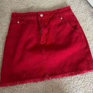 Red jean skirt